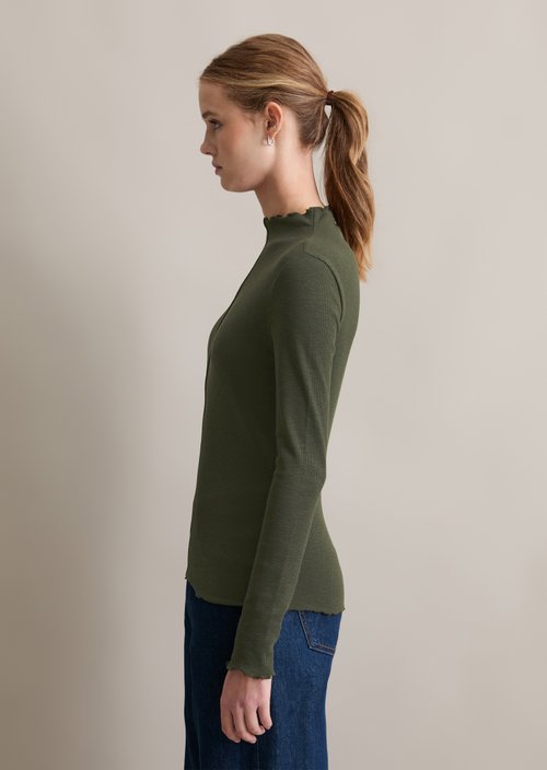 Ribbed longsleeve slim — Pineneedle