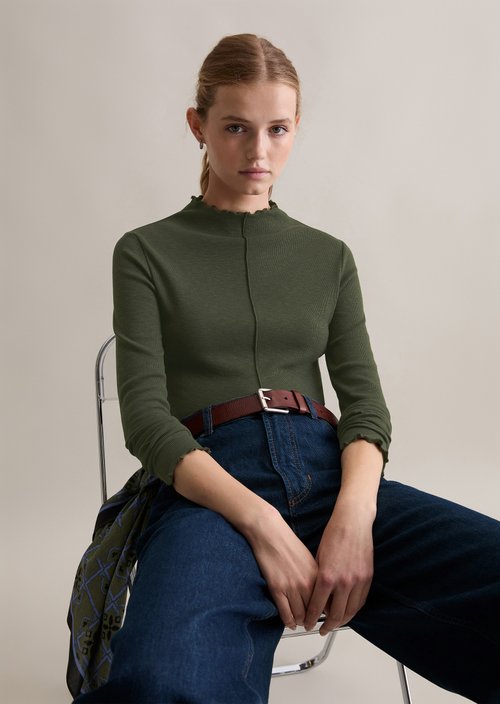 Ribbed longsleeve slim — Pineneedle