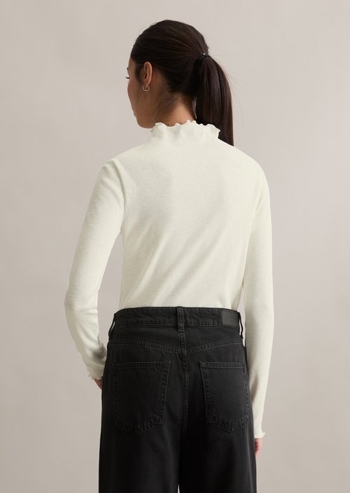 Ribbed longsleeve slim — Silky White
