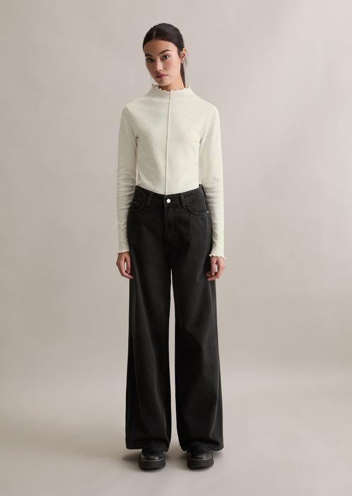 Ribbed longsleeve slim — Silky White