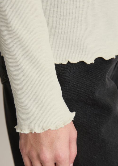 Ribbed longsleeve slim — Silky White