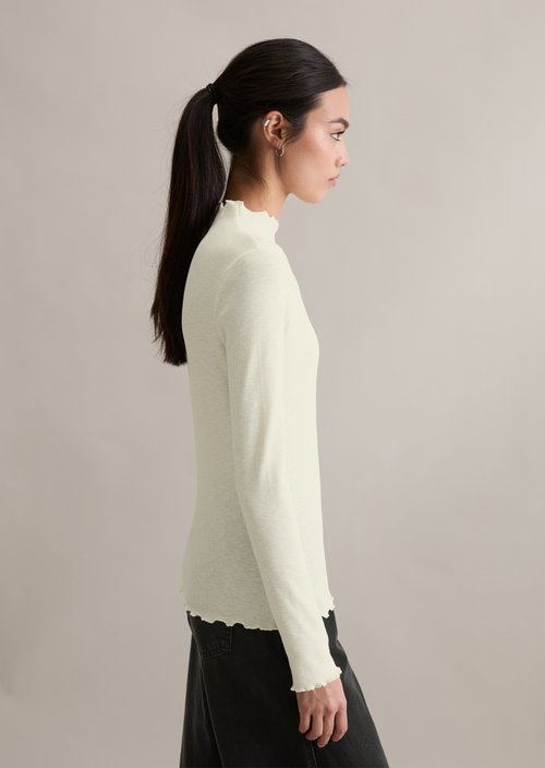 Ribbed longsleeve slim — Silky White