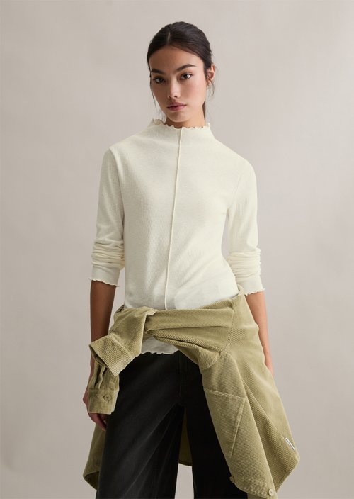 Ribbed longsleeve slim — Silky White