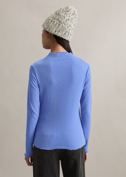 Ribbed longsleeve slim — Lake Blue