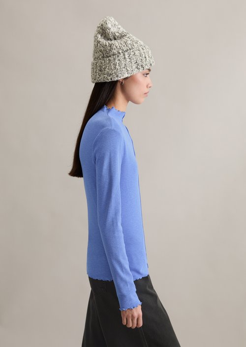 Ribbed longsleeve slim — Lake Blue