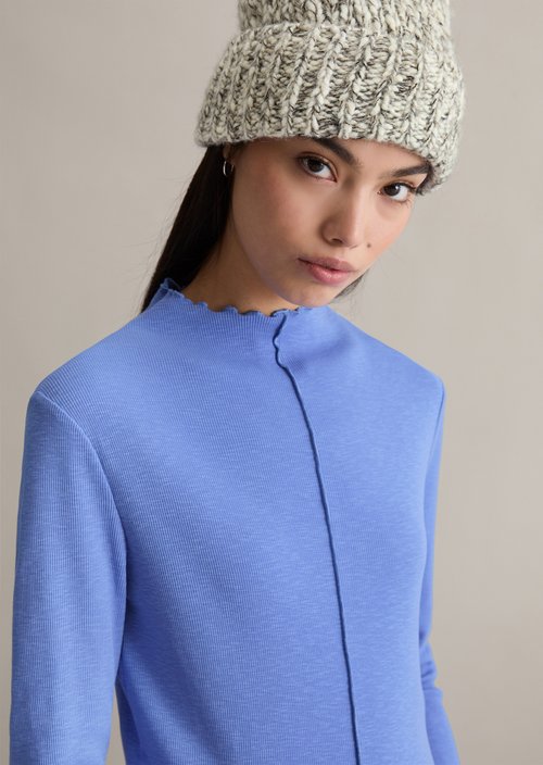 Ribbed longsleeve slim — Lake Blue