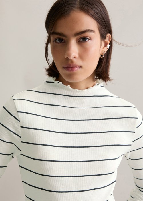 Ribbed longsleeve slim — Offwhite