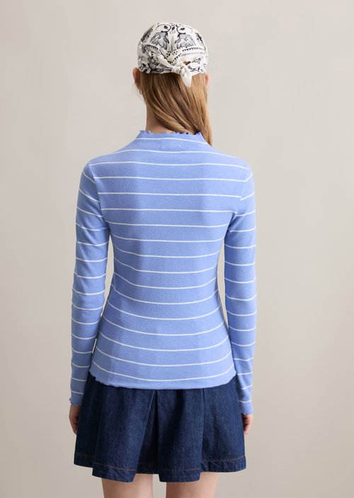 Ribbed longsleeve slim — Medium Blue
