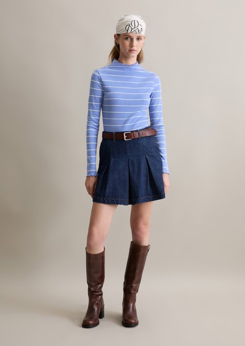 Ribbed longsleeve slim — Medium Blue