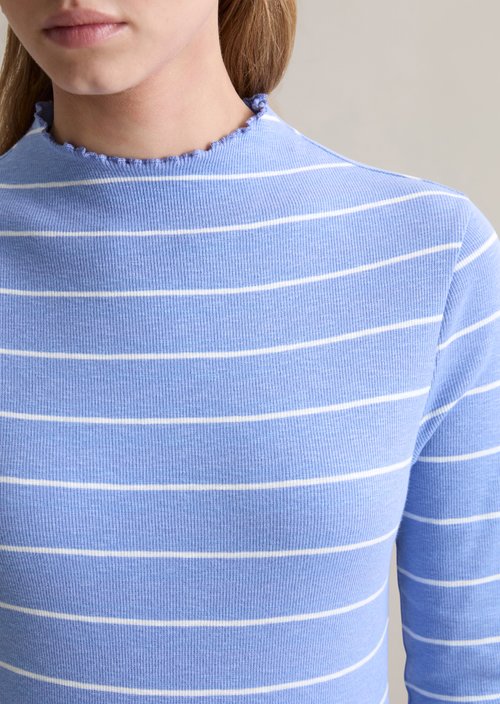 Ribbed longsleeve slim — Medium Blue