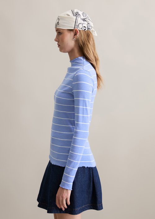 Ribbed longsleeve slim — Medium Blue