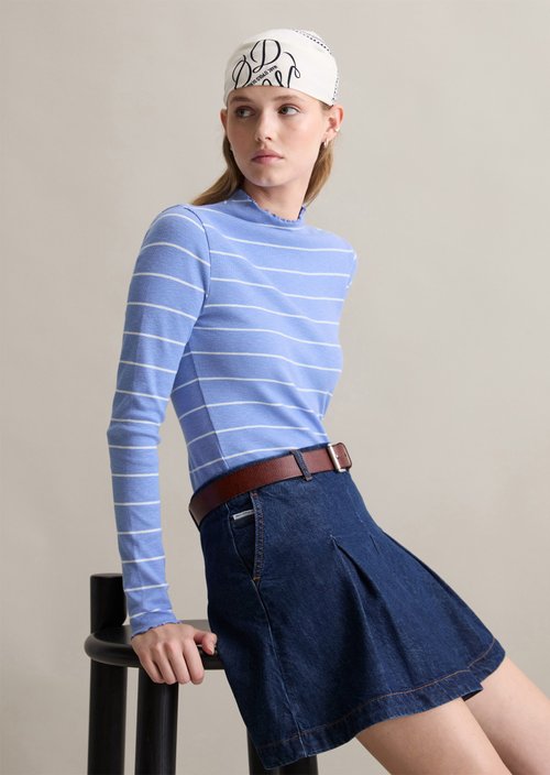 Ribbed longsleeve slim — Medium Blue