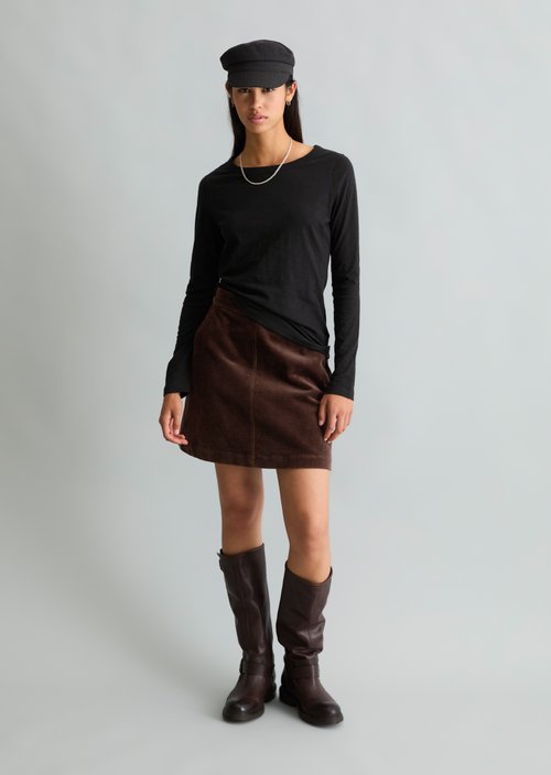 Slim-fit long-sleeve shirt — Black