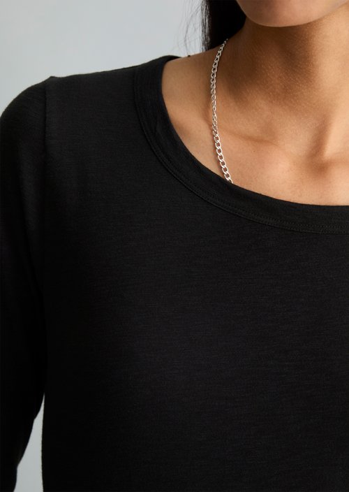 Slim-fit long-sleeve shirt — Black