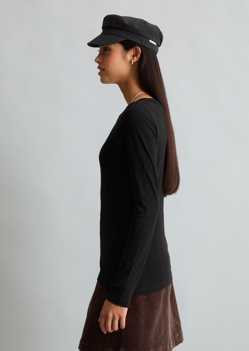 Slim-fit long-sleeve shirt — Black