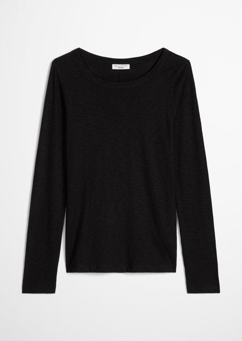 Slim-fit long-sleeve shirt — Black