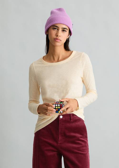 Slim-fit long-sleeve shirt White Blush in front view