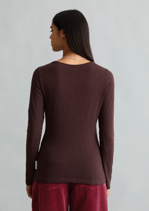 Slim-fit long-sleeve shirt — Espresso Brown