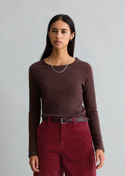 Slim-fit long-sleeve shirt — Espresso Brown