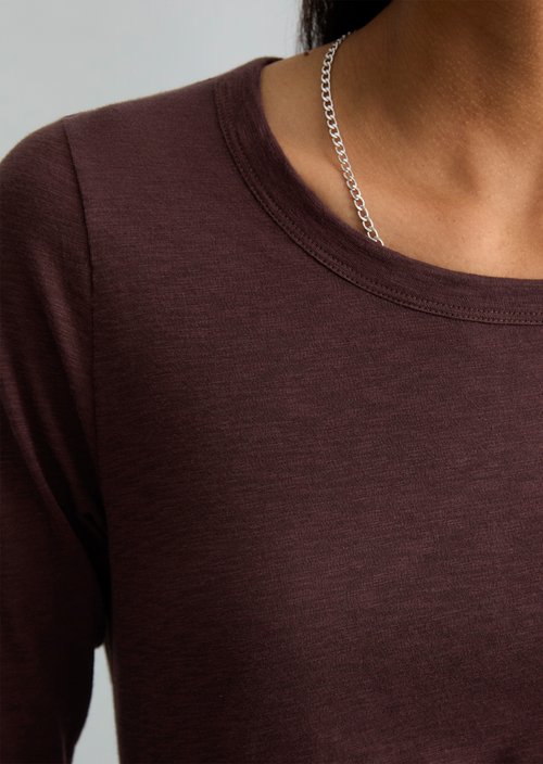 Slim-fit long-sleeve shirt — Espresso Brown