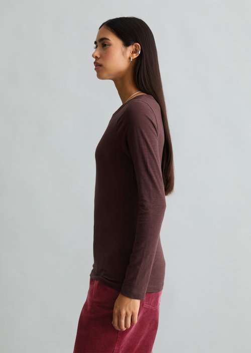 Slim-fit long-sleeve shirt — Espresso Brown