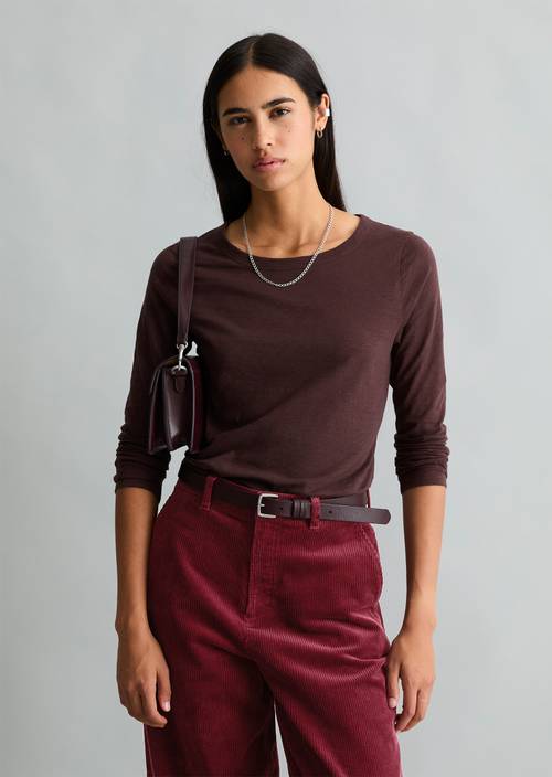 T-shirt à manches longues ajusté Espresso Brown en vue de face