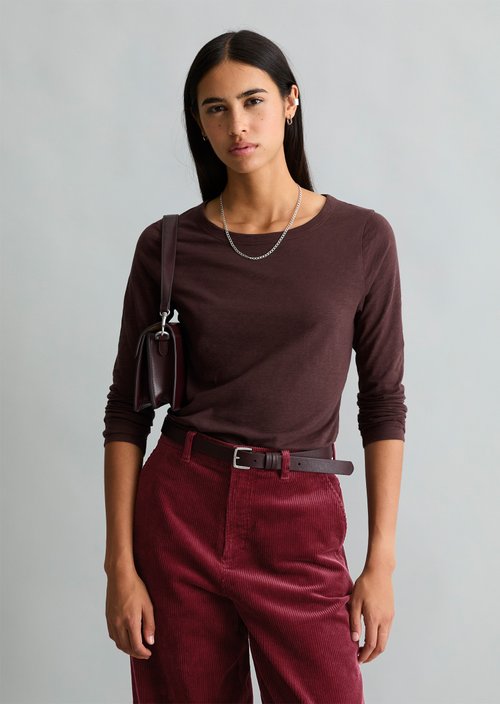 Slim-fit long-sleeve shirt — Espresso Brown