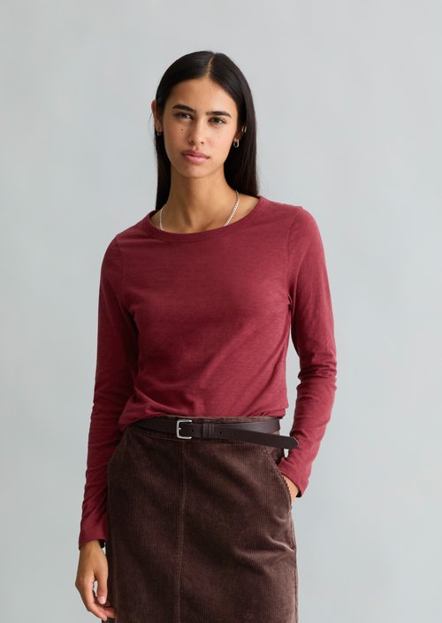 Slim-fit long-sleeve shirt — Deep Burgundy
