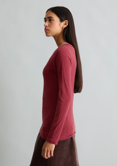 Slim-fit long-sleeve shirt — Deep Burgundy