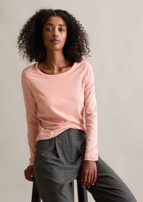 Slim-fit long-sleeve shirt — Rose Powder