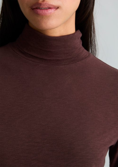 Slim-Fit Long-Sleeve Turtleneck — Espresso Brown