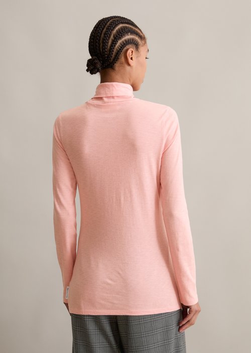 Slim-Fit Long-Sleeve Turtleneck — Rose Powder