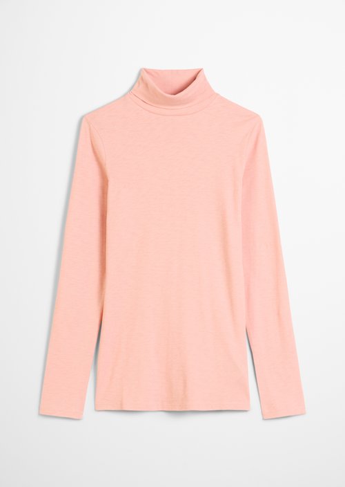 Slim-Fit Long-Sleeve Turtleneck — Rose Powder
