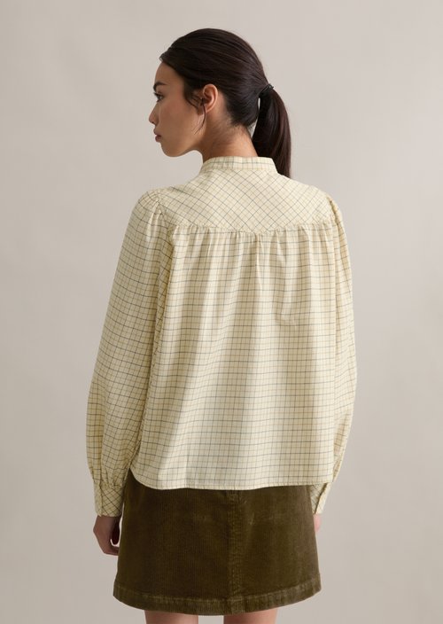 Check blouse A-shape — Offwhite