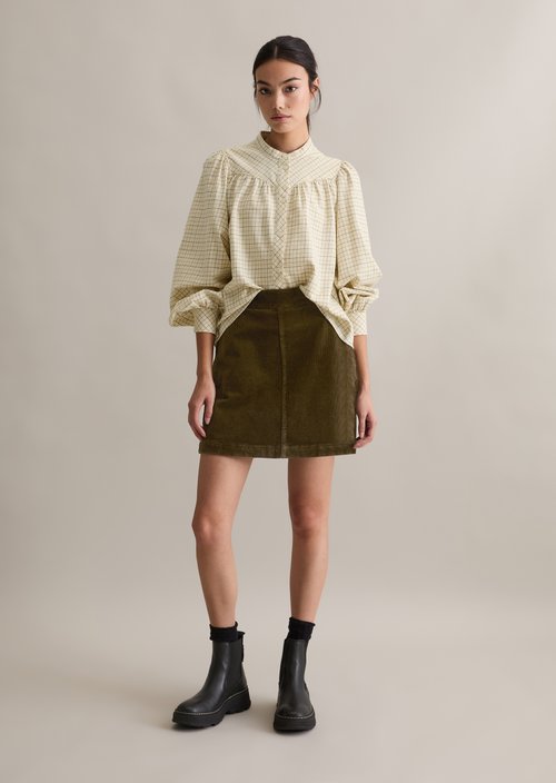 Check blouse A-shape — Offwhite