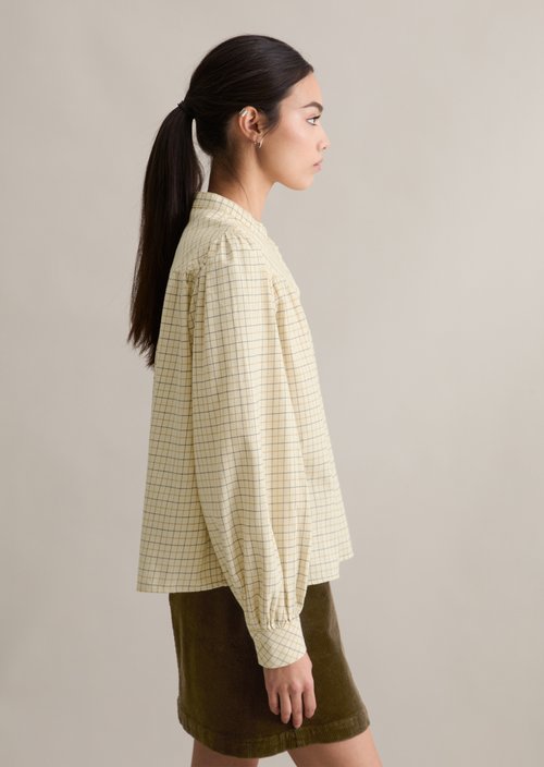 Check blouse A-shape — Offwhite