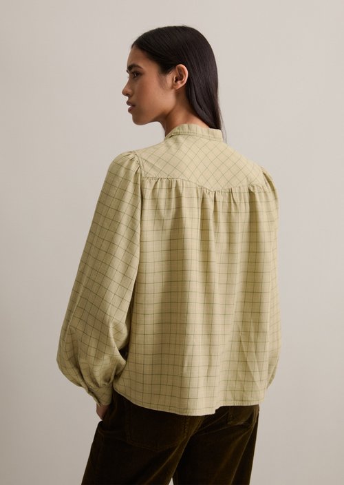 Check blouse A-shape — Light Green