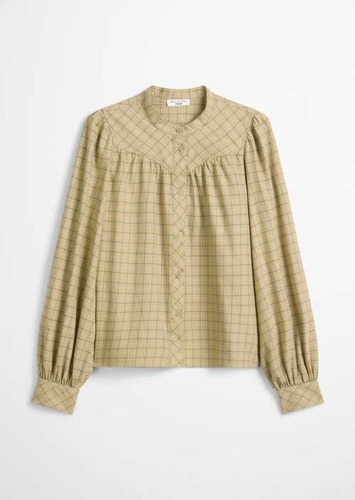 Check blouse A-shape — Light Green