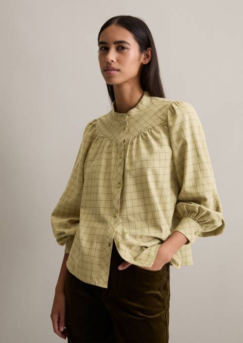 A-vorm geruite blouse Light Green in vooraanzicht