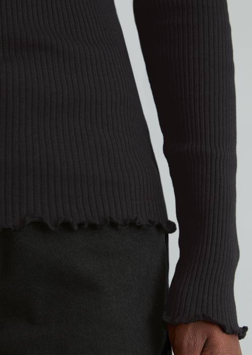 Longsleeve slim Black in Detailansicht