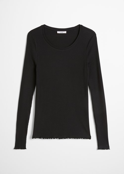 Slim-fit long-sleeve shirt — Black