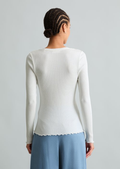 Slim-fit long-sleeve shirt — Silky White