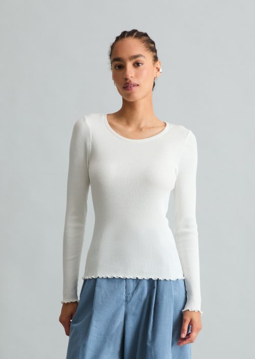 Slim-fit long-sleeve shirt — Silky White