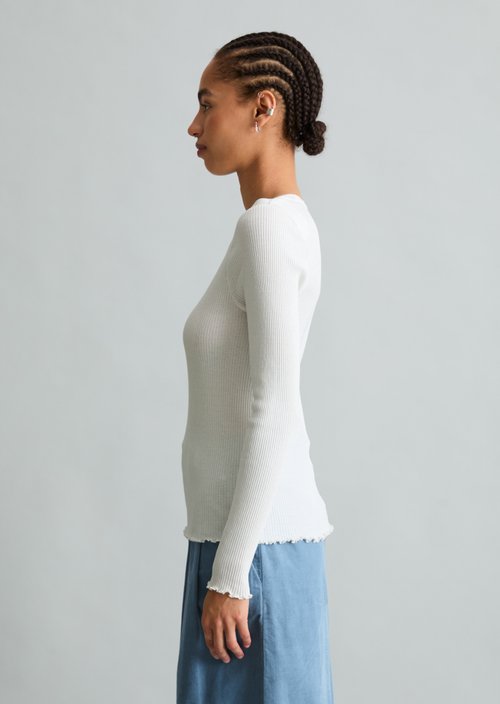 Slim-fit long-sleeve shirt — Silky White