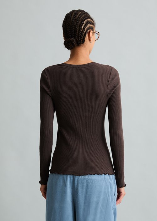 Slim-fit long-sleeve shirt — Espresso Brown