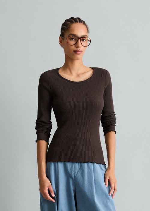 Slim-fit long-sleeve shirt — Espresso Brown