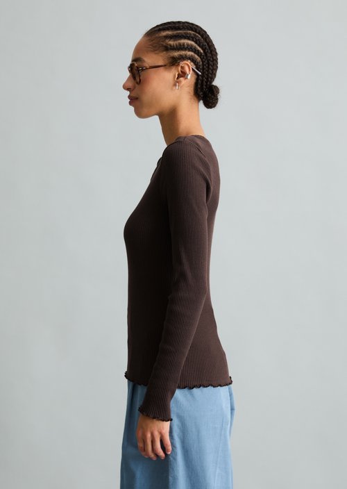 Slim-fit long-sleeve shirt — Espresso Brown