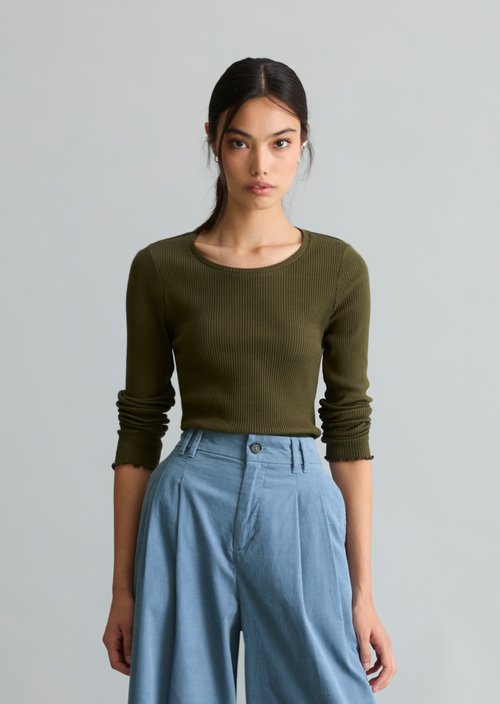 Slim-fit long-sleeve shirt — Burnished Logs