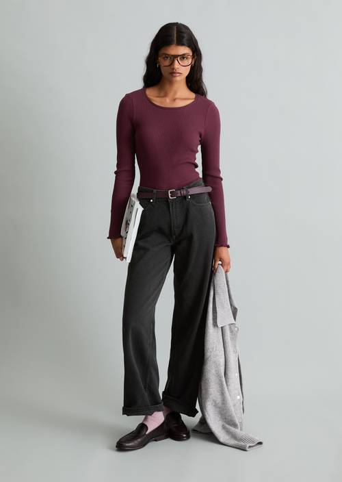 Slim-fit long-sleeve shirt Mahagony Jam in front view