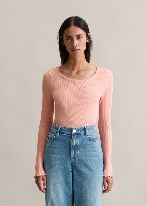 Slim-fit long-sleeve shirt — Rose Powder
